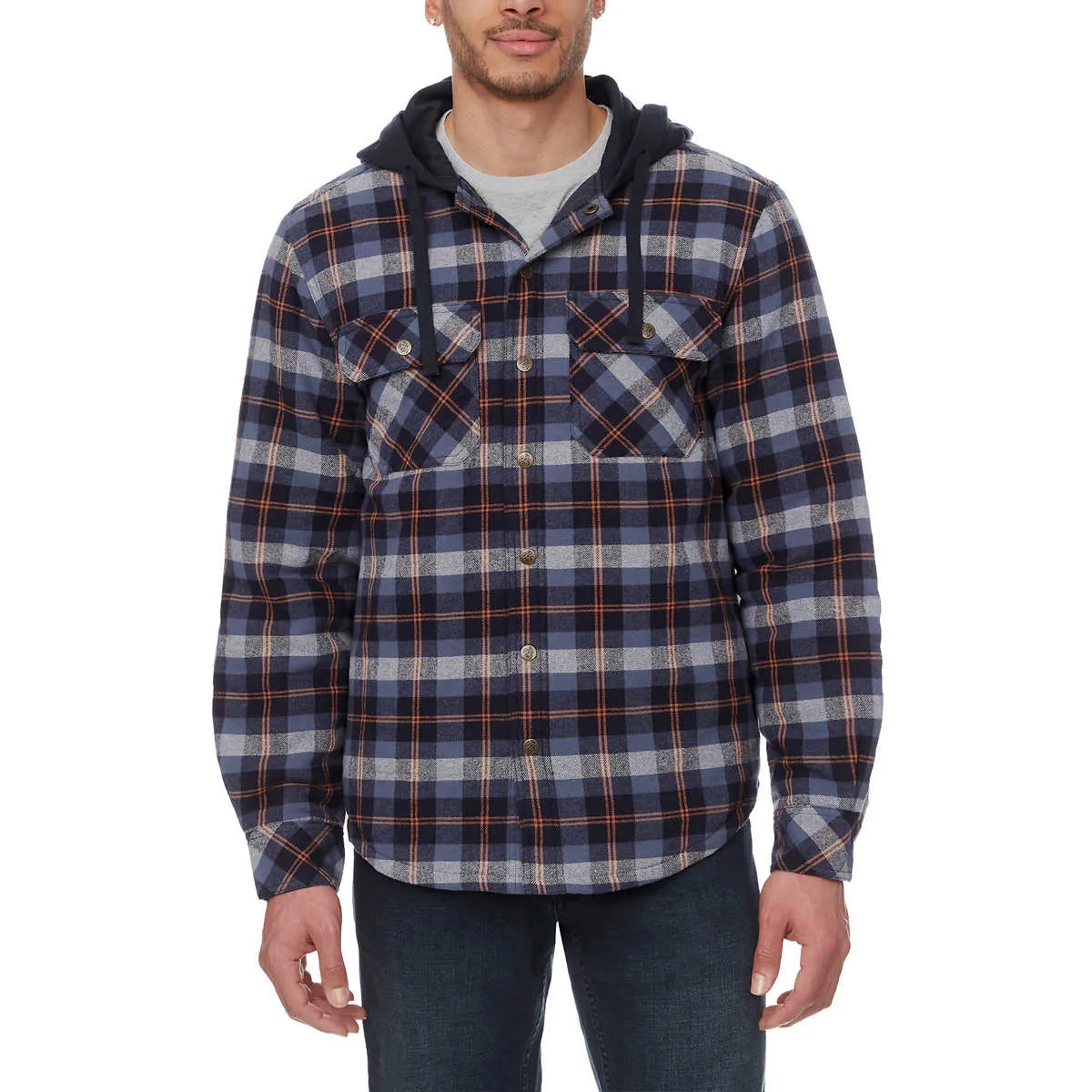 Legendary Outfitters Men’s Plaid Insulated Casual Hooded Shirt Jacket