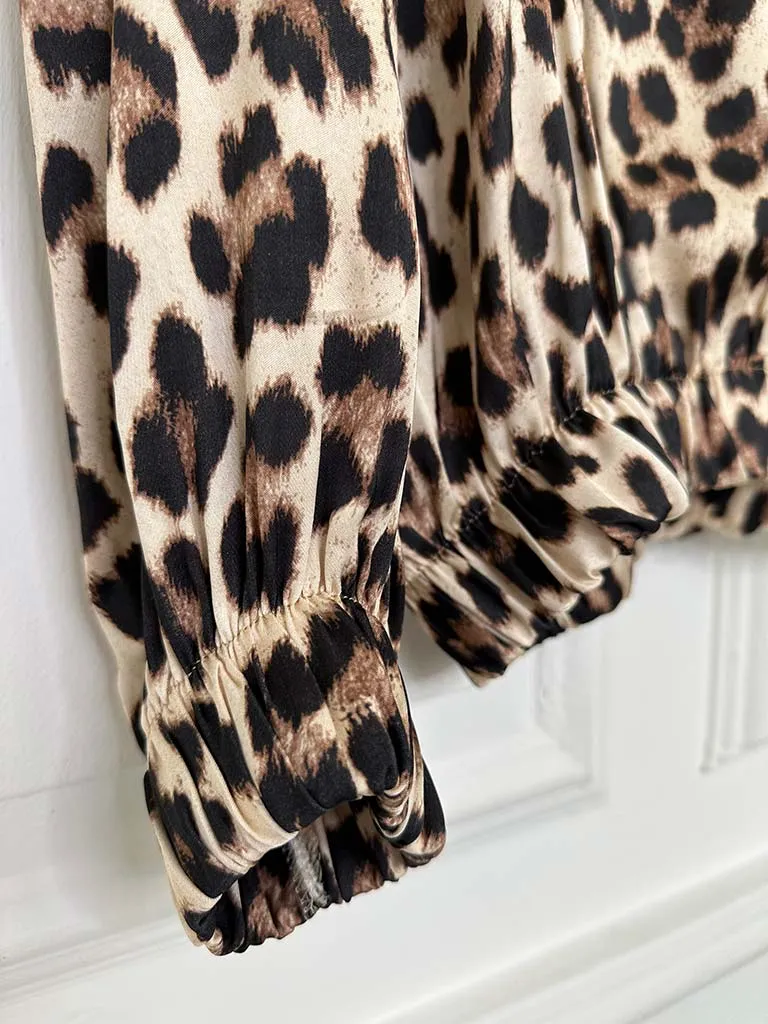 Leopard Print Bomber Jacket - Natural