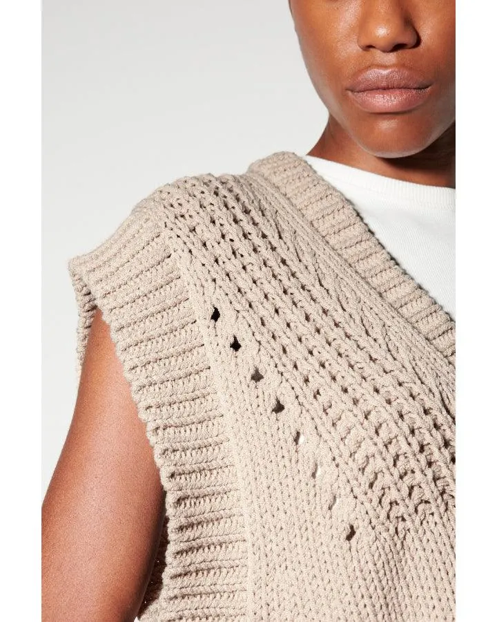 Luisa Cerano Ribbed Lace Detail Tank-Vest