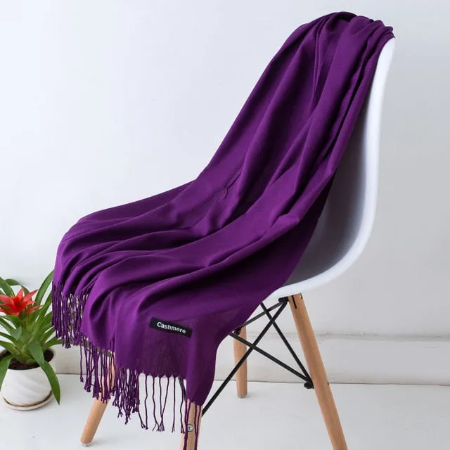 Luxury Wrap Cashmere Solid Pashmina Scarf