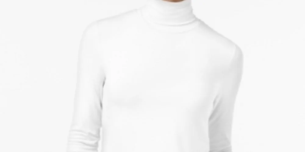 Maison Jules Women's Turtleneck Top White Size Large