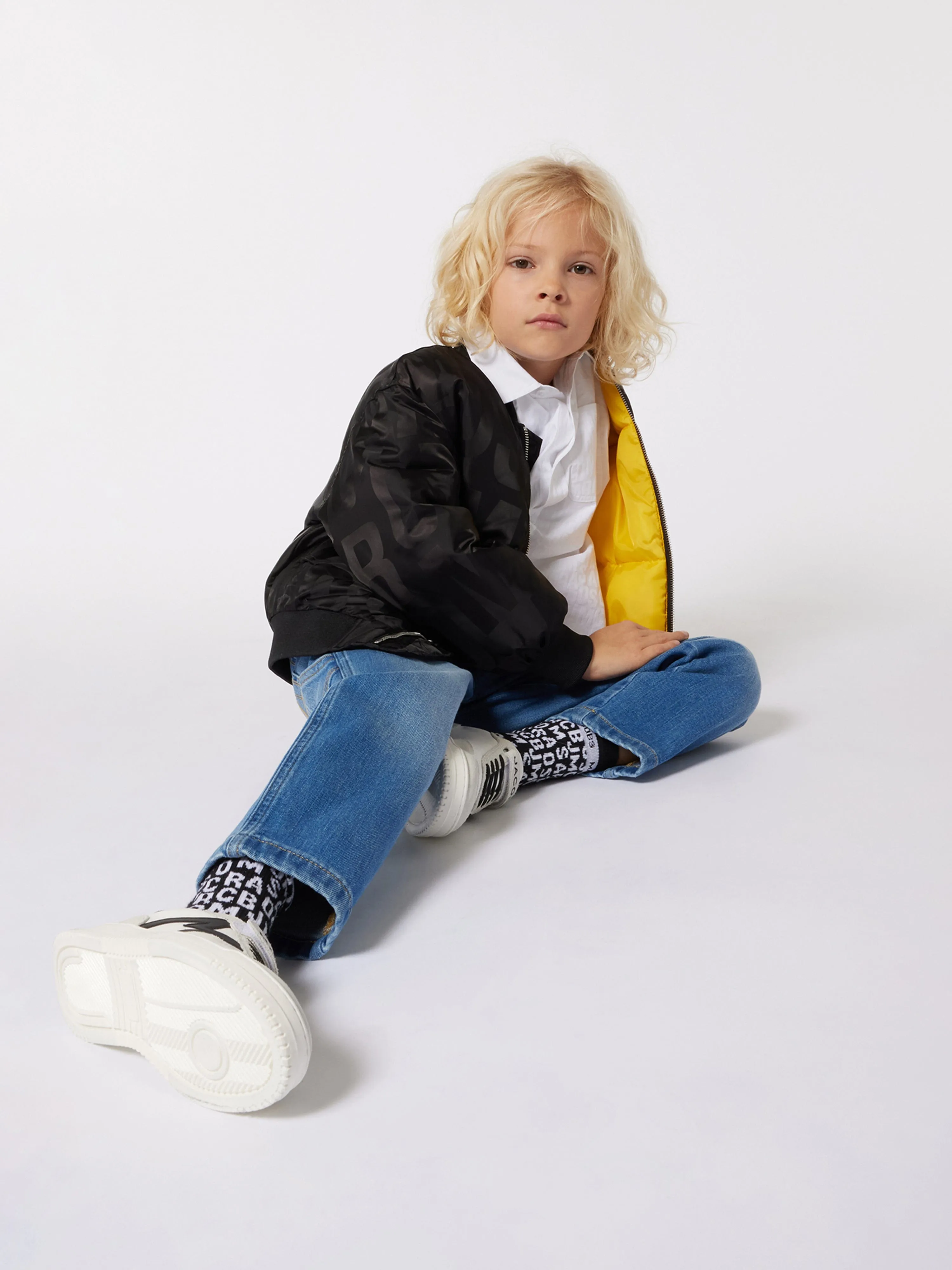 MARC JACOBS Kids Logo Bomber Jacket in Black