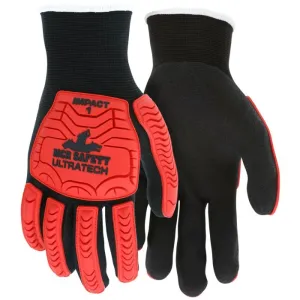 MCR Safety Ultratech UT1950 13 Gauge Nylon Shell Mechanics Gloves, Black, 1 Pair