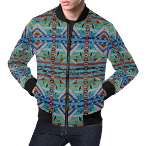 Medicine Blessing Turquoise All Over Print Bomber Jacket for Men