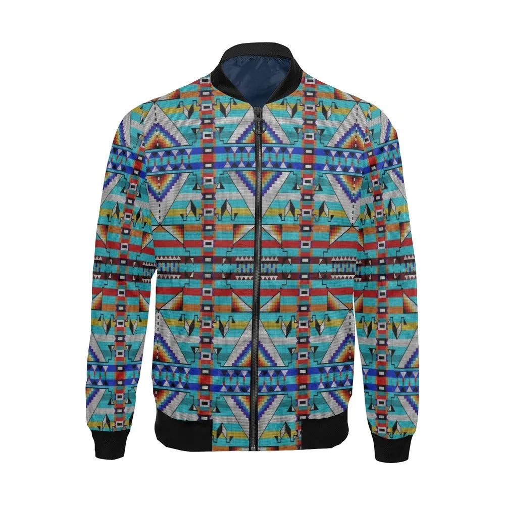 Medicine Blessing Turquoise All Over Print Bomber Jacket for Men