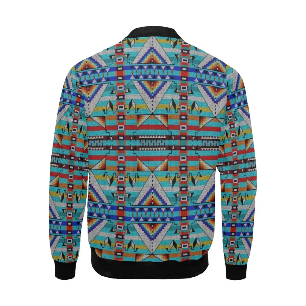 Medicine Blessing Turquoise All Over Print Bomber Jacket for Men