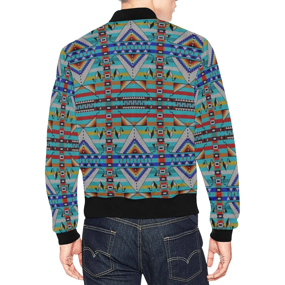 Medicine Blessing Turquoise All Over Print Bomber Jacket for Men