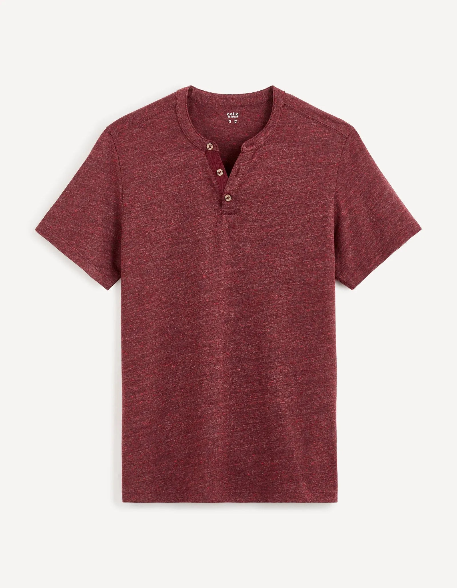 Men - Knitted - T-Shirt - Short sleeves - Henley collar