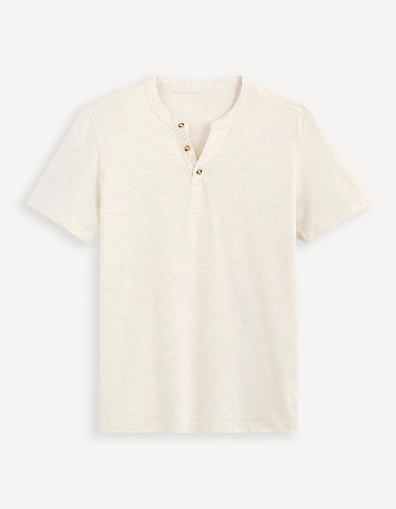 Men - Knitted - T-Shirt - Short sleeves - Henley collar