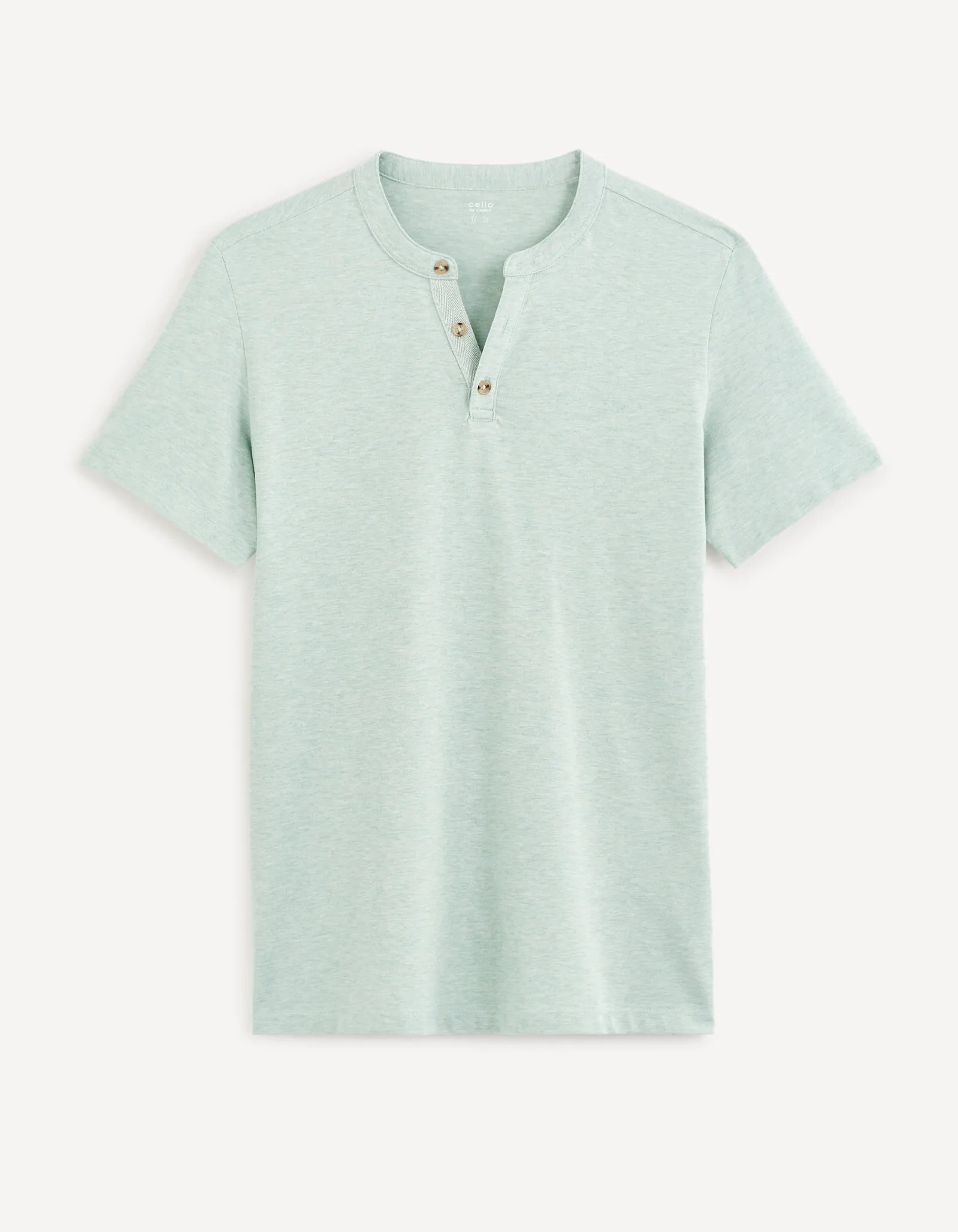 Men - Knitted - T-Shirt - Short sleeves - Henley collar