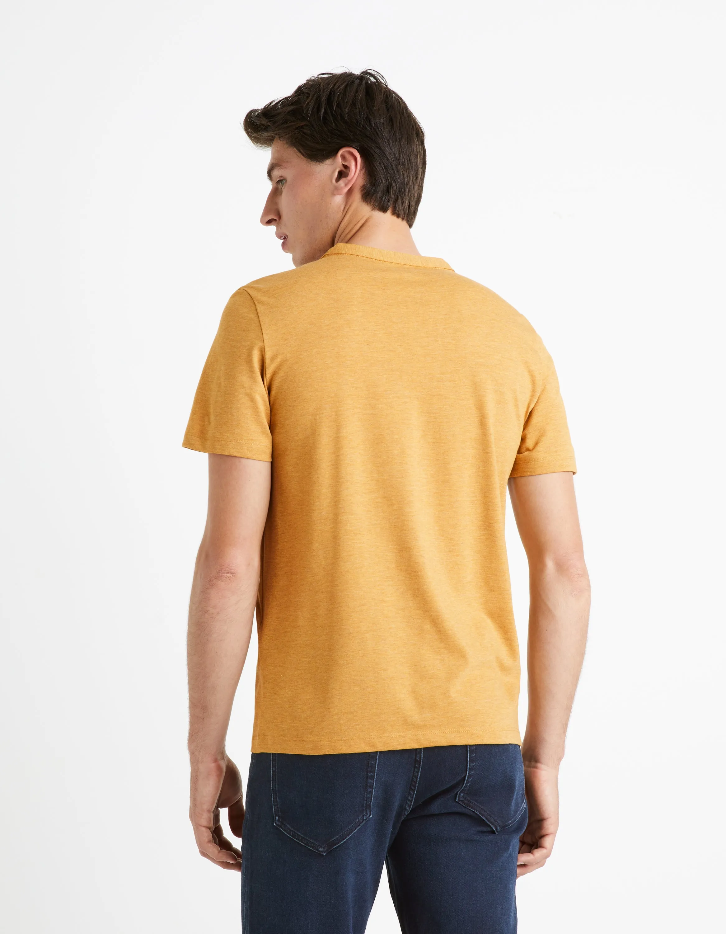 Men - Knitted - T-Shirt - Short sleeves - Henley collar