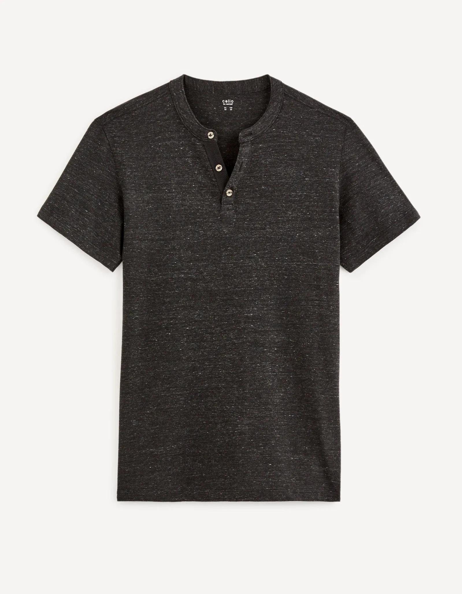 Men - Knitted - T-Shirt - Short sleeves - Henley collar