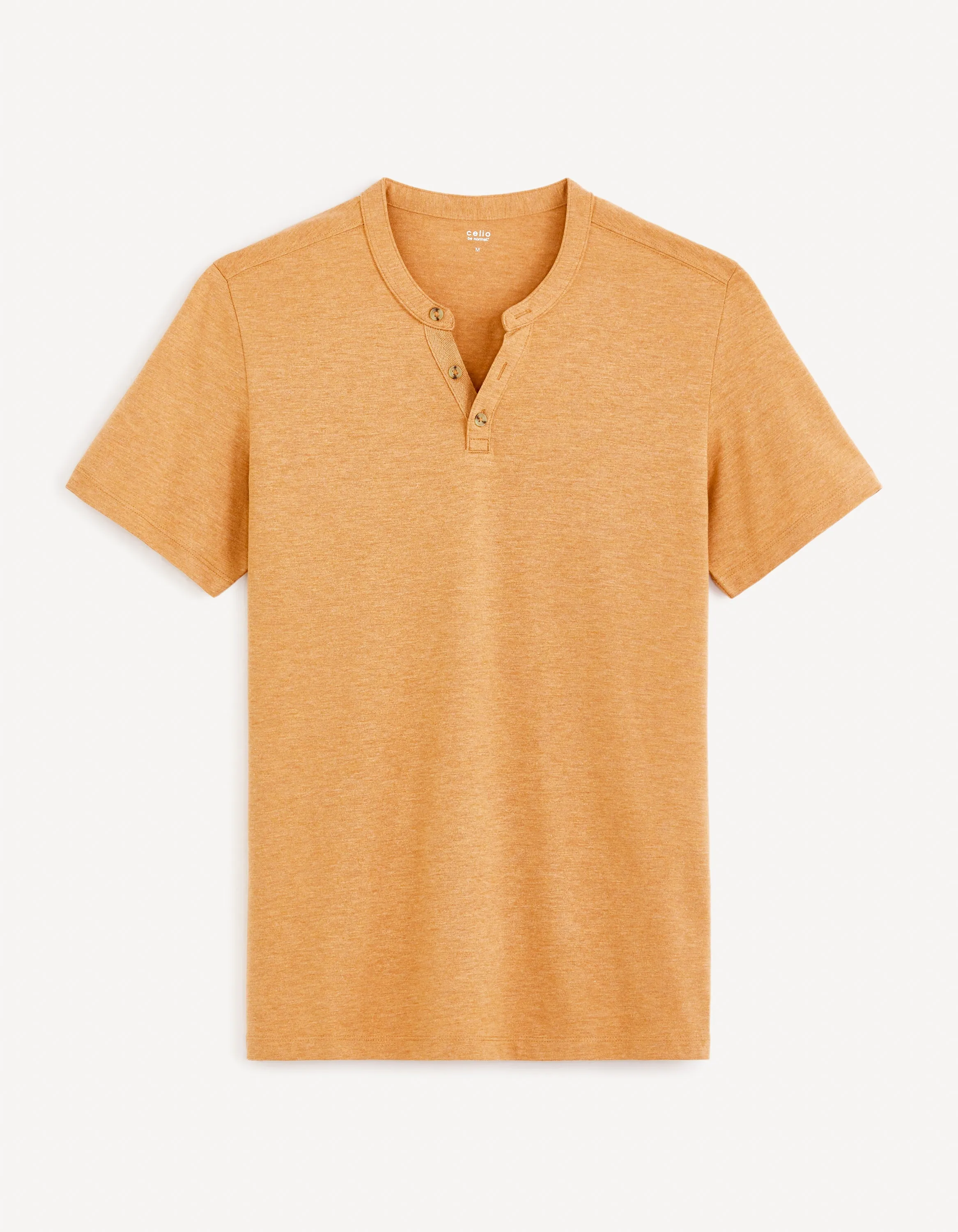 Men - Knitted - T-Shirt - Short sleeves - Henley collar