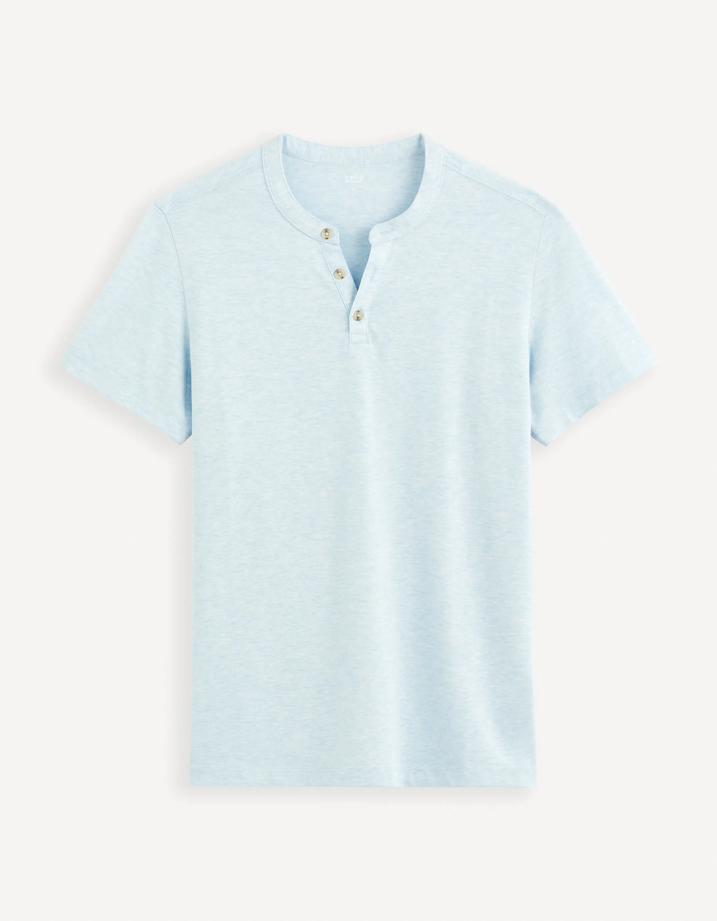 Men - Knitted - T-Shirt - Short sleeves - Henley collar