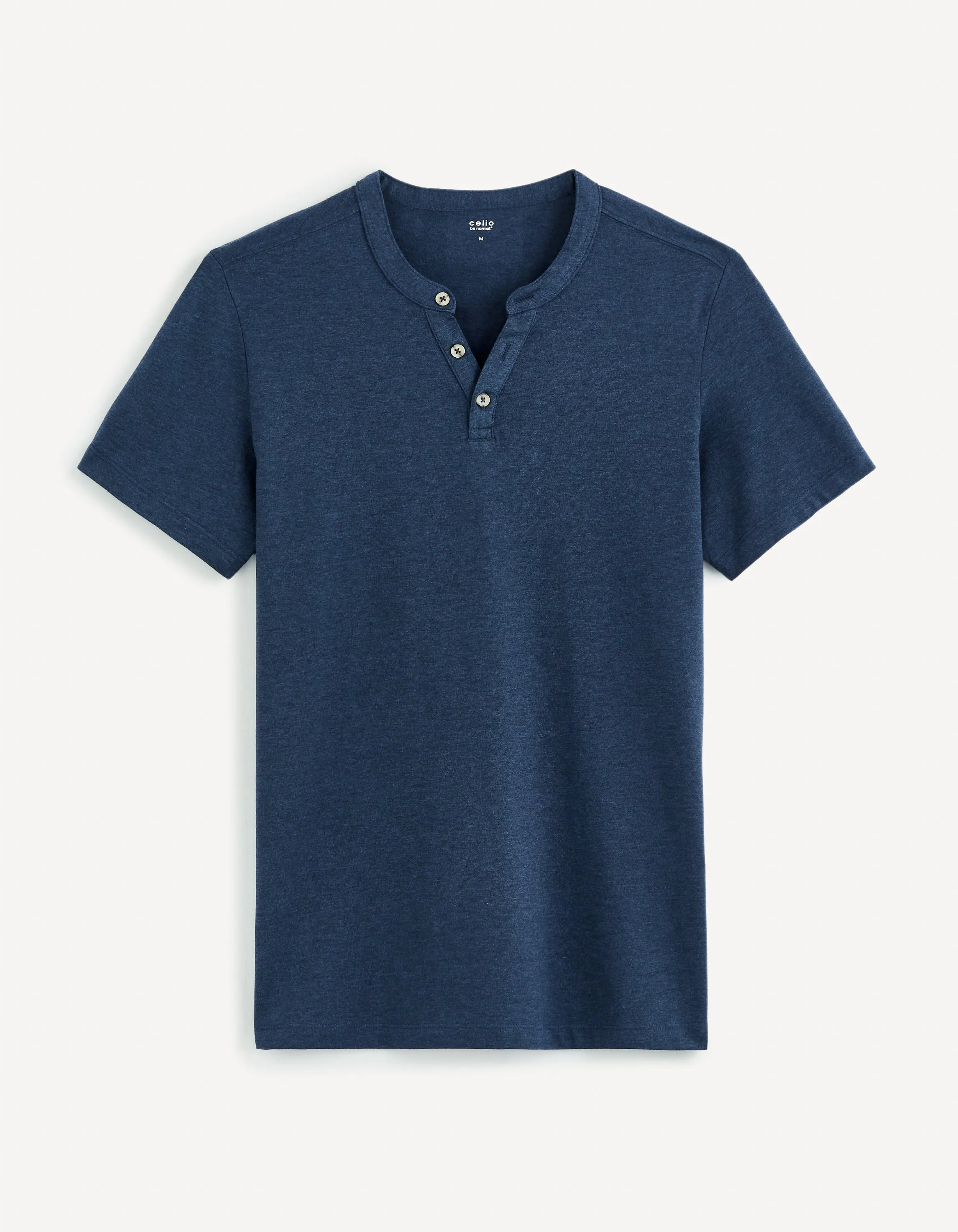 Men - Knitted - T-Shirt - Short sleeves - Henley collar