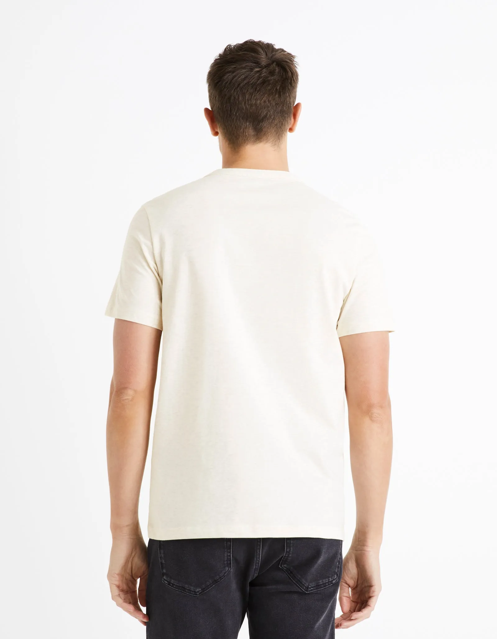 Men - Knitted - T-Shirt - Short sleeves - Henley collar