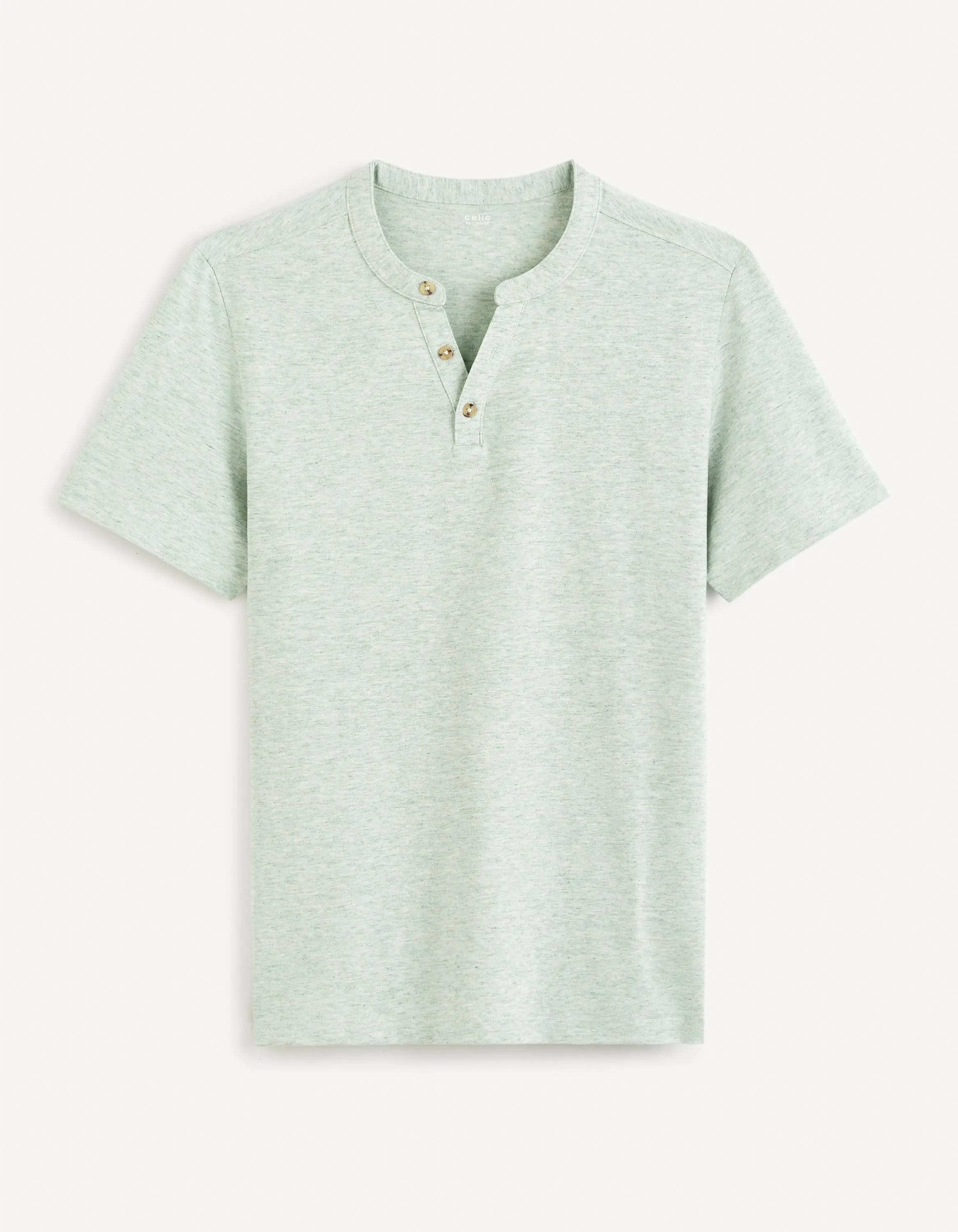 Men - Knitted - T-Shirt - Short sleeves - Henley collar