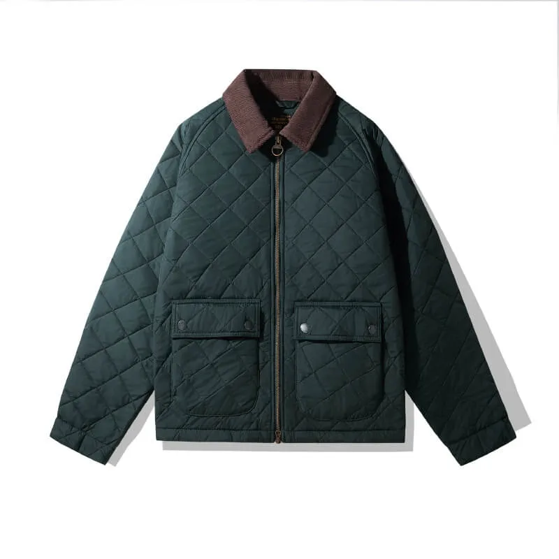 Men's Argyle Quilted Jacket Corduroy Collar