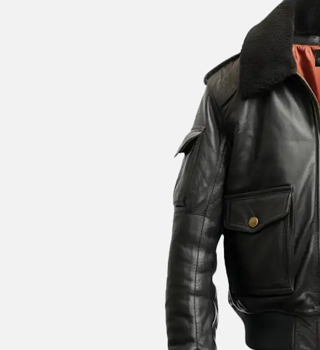 Men's Aviator Black Bomber Leather Jacket