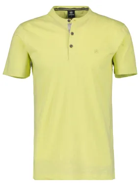 Men's Brand Logo Embroidered Henley Top,Light Yellow