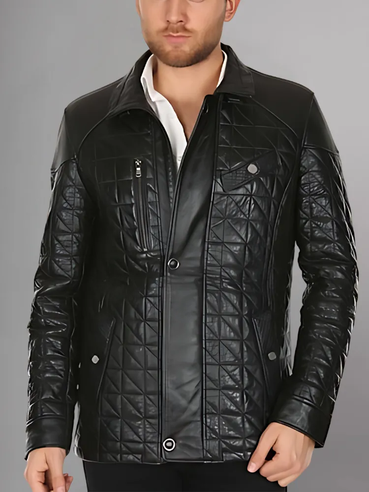 Mens Brown Quilted Jacket