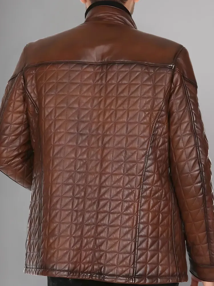 Mens Brown Quilted Jacket