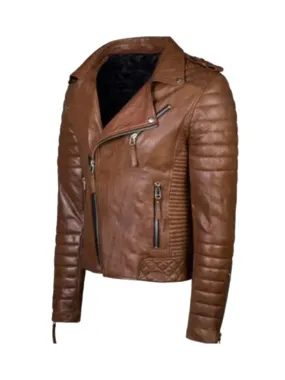 Men’s Brown Quilted Vintage Cafe Racer Leather Jacket