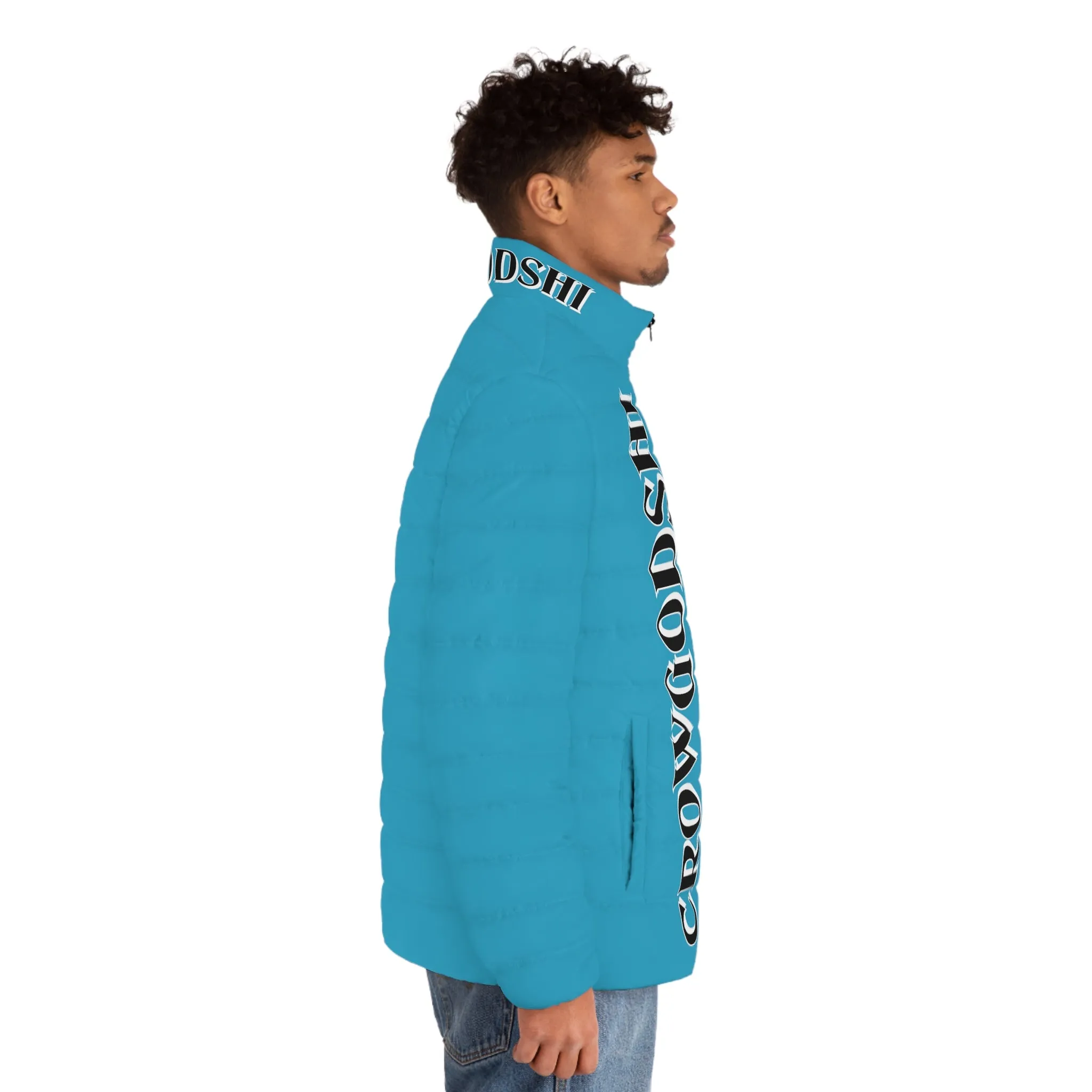 Men's CROWGODSHI Puffer Jacket, AQUA BLUE