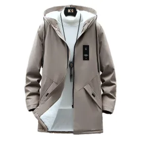 Men's Fleece Mid-length Hooded Jacket 42945200YM