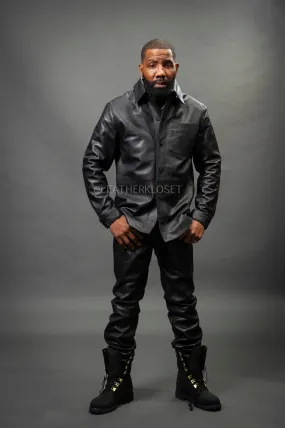 Men's Luka Leather Shirt And Pants Set [Black]