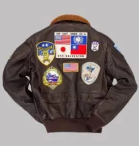 Men's Maverick Top Gun Flight Bomber Cowhide Real Leather Jackets 10 pcs