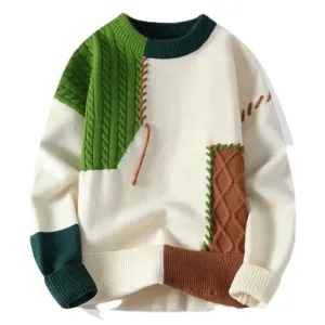 Men's Patchwork Turtleneck Sweater – Warm & Stylish