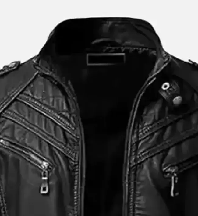 Men’s Slim Fit Black Biker Leather Jacket