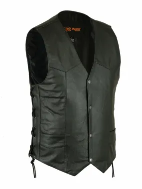 Men's Traditional Solid Back Panel Concealed Carry Motorcycle Vest