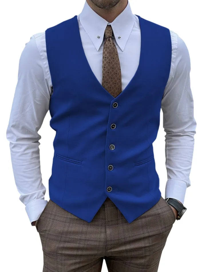 Men's Vest Single Breasted Business Casual V Neck Waistcoat