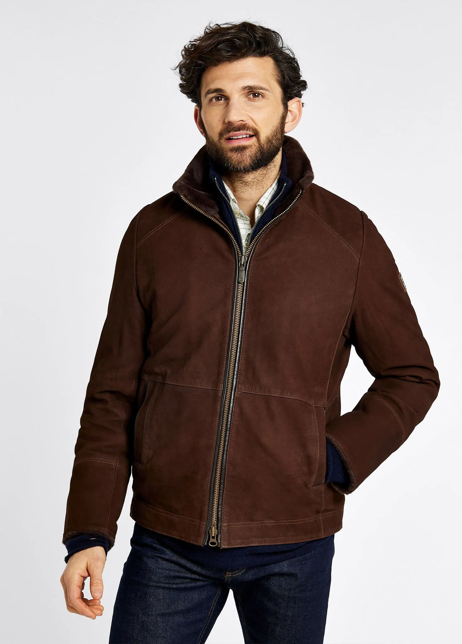 Merriman Men’s leather jacket – Walnut