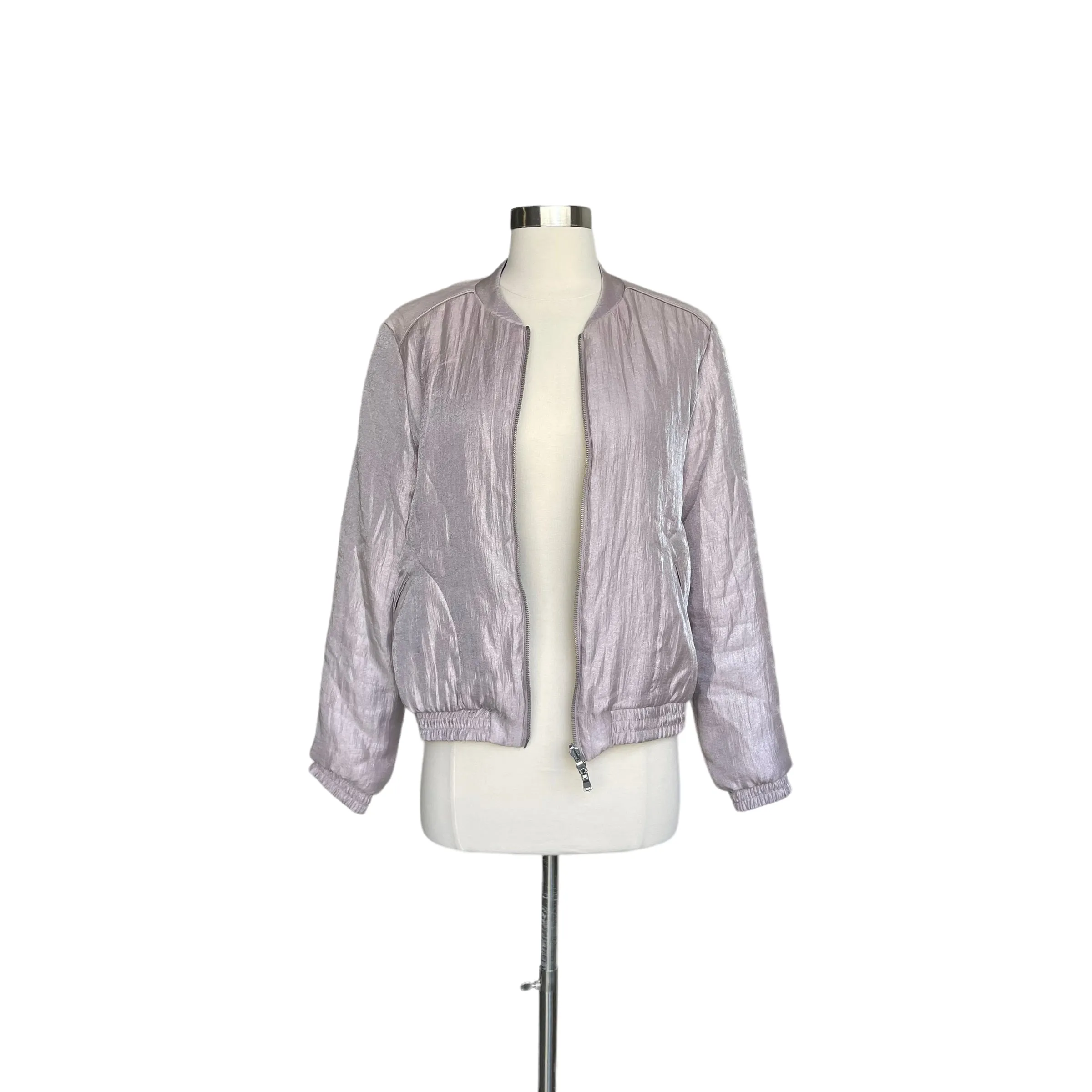 Metallic Pink Bomber Jacket - M