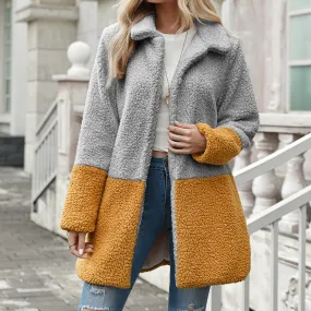 Mid-length Lapel Wool Cardigan Bubble Fleece Jacket