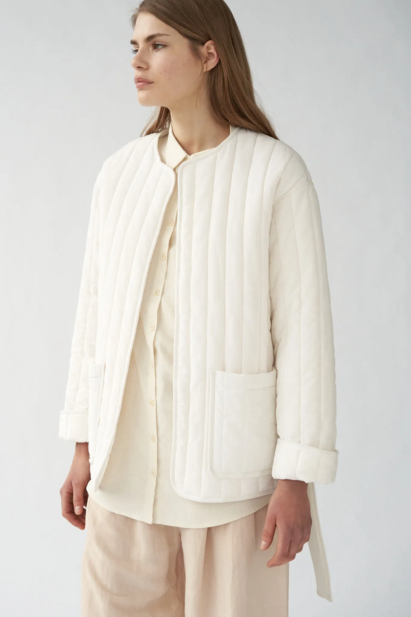 MITCHEL JACKET - OFF WHITE - SAND WASHED CREPE DE CHINE SILK