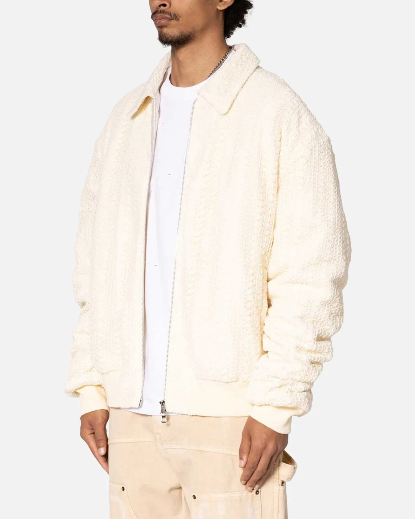 MNML Crochet Bomber Jacket Cream