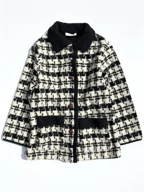 Monique Sherpa Jacket - Black Houndstooth