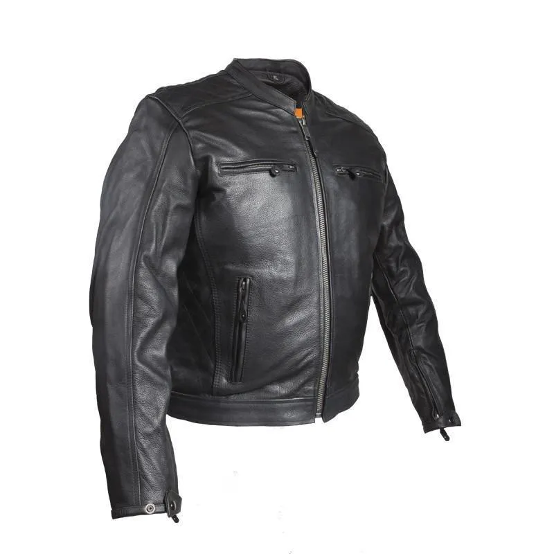 Motorcycle Jacket With Diamond Pattern On The Sides & Shoulders, MJ821-11-DL