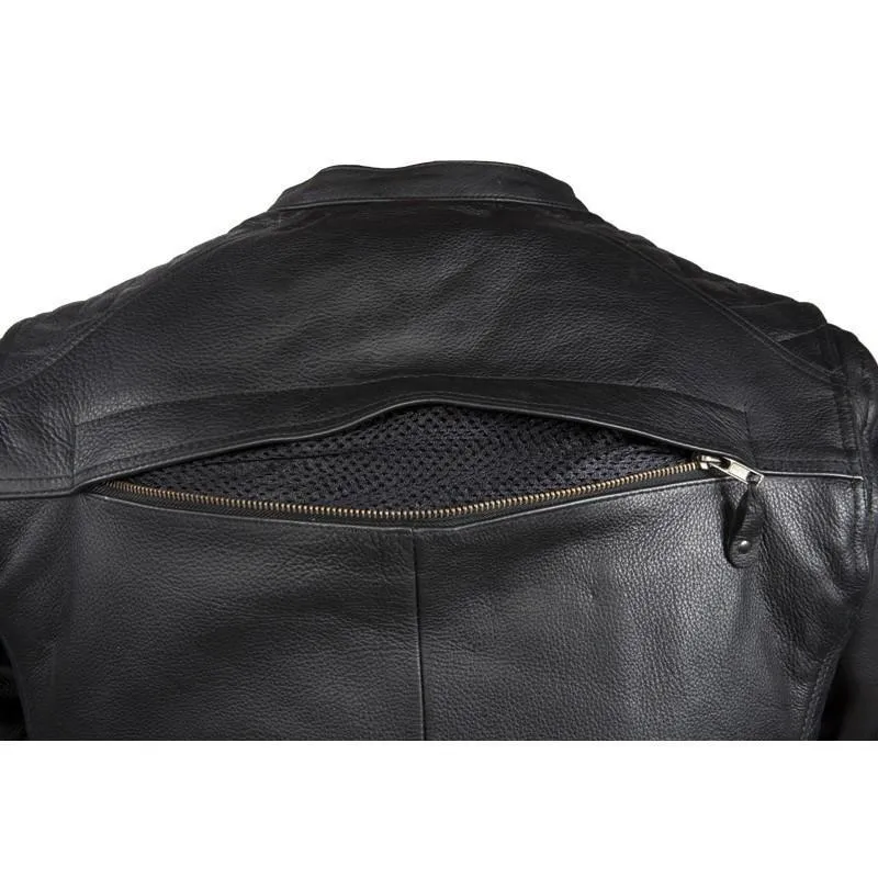 Motorcycle Jacket With Diamond Pattern On The Sides & Shoulders, MJ821-11-DL