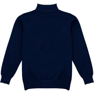 Navy Blue Mens Long Sleeve Knit Turtleneck Sweater