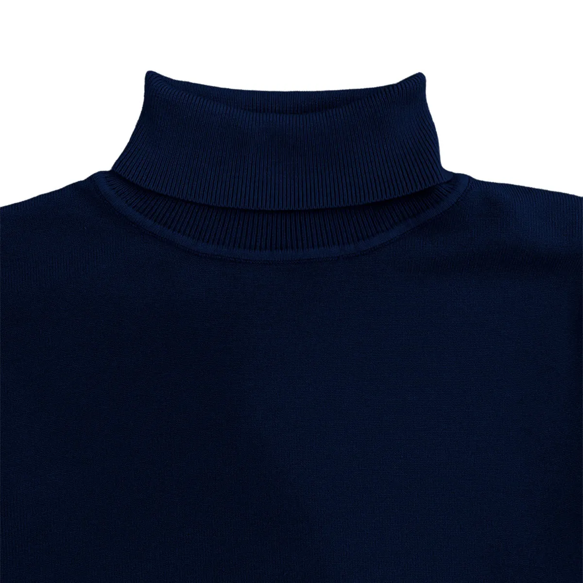 Navy Blue Mens Long Sleeve Knit Turtleneck Sweater