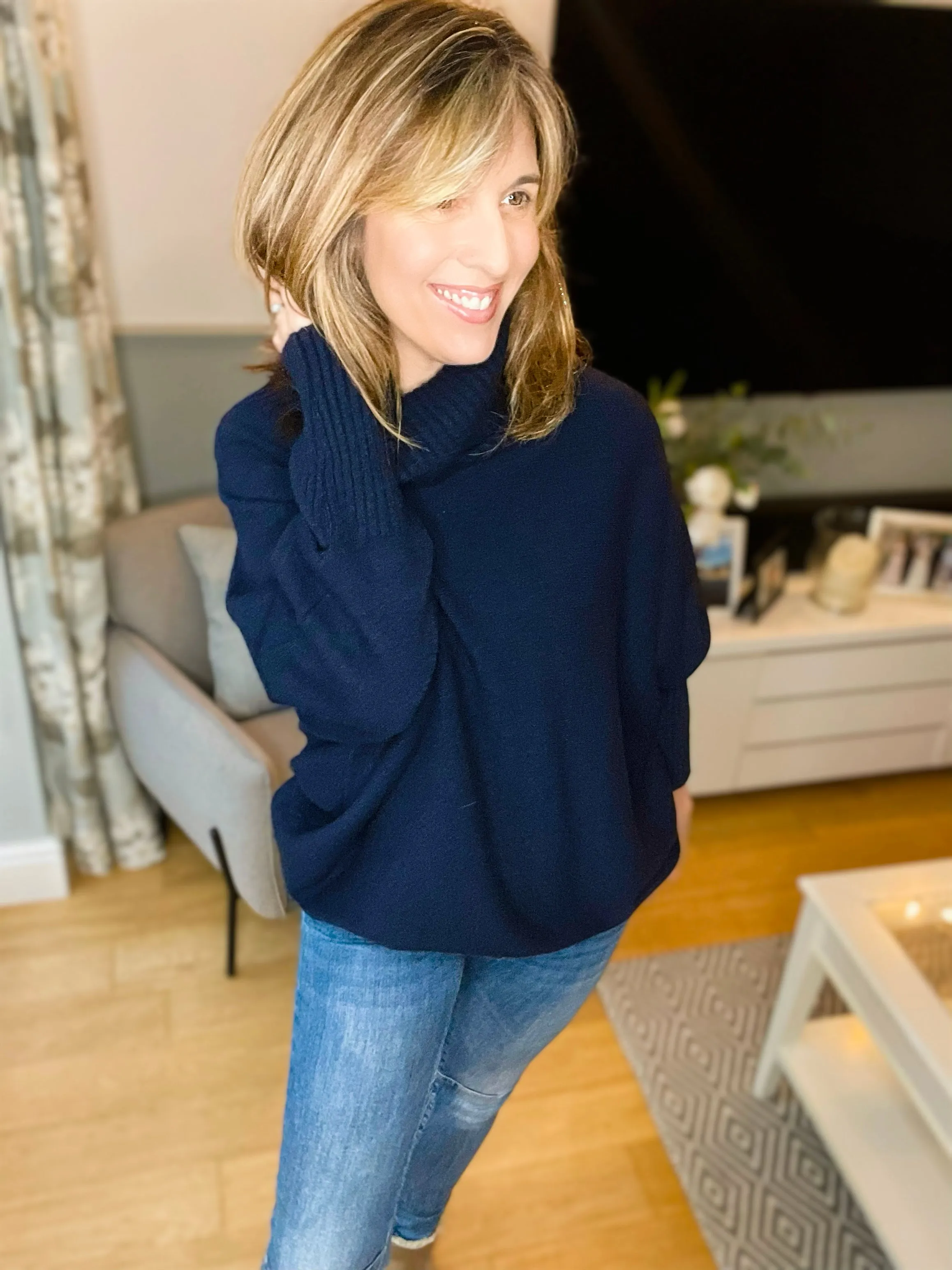 Navy Long Turtleneck Jumper