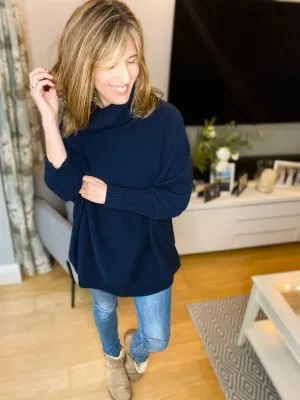 Navy Long Turtleneck Jumper