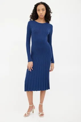 Navy Ribbed Bodycon Maxi Dress