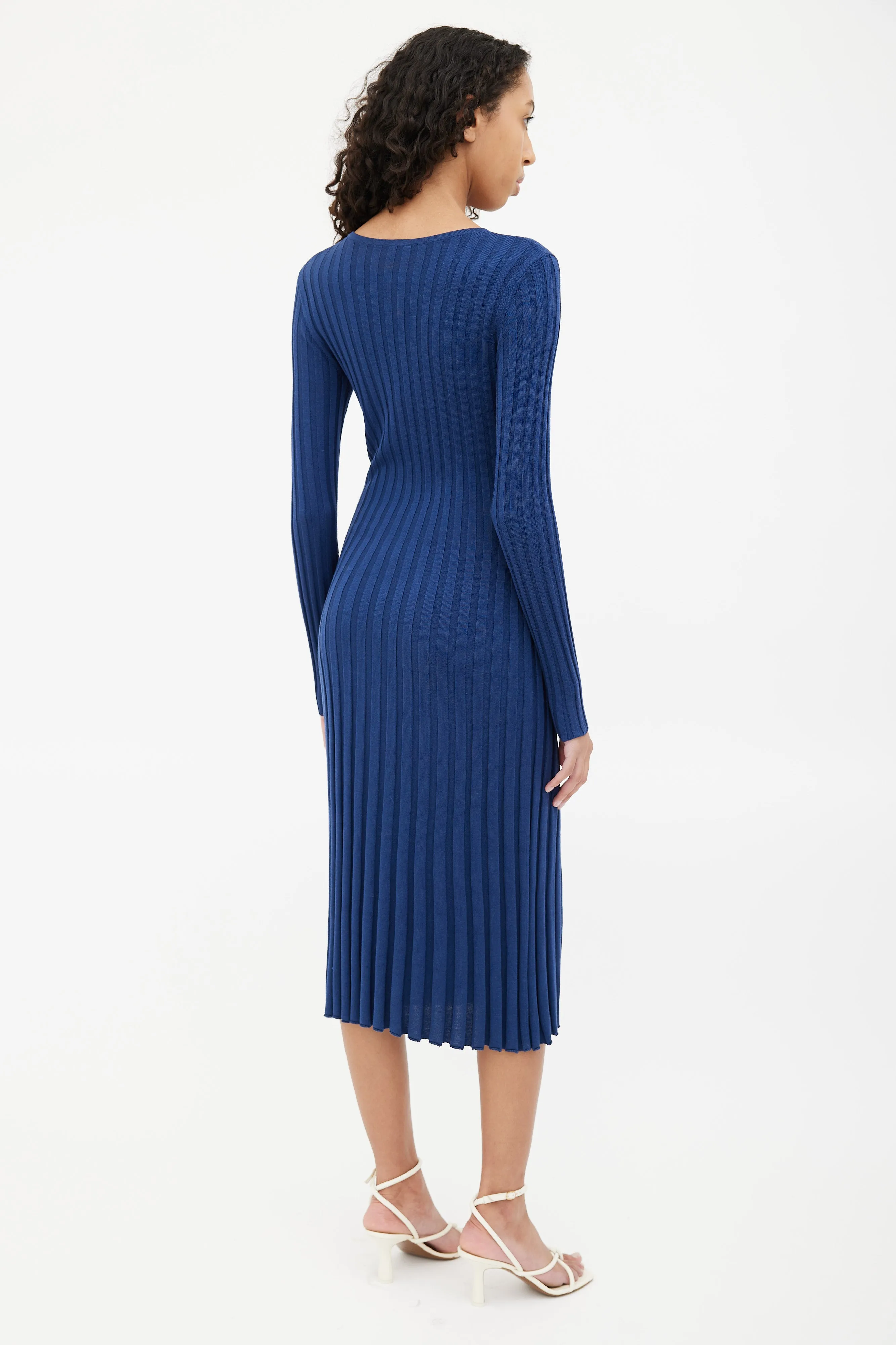 Navy Ribbed Bodycon Maxi Dress