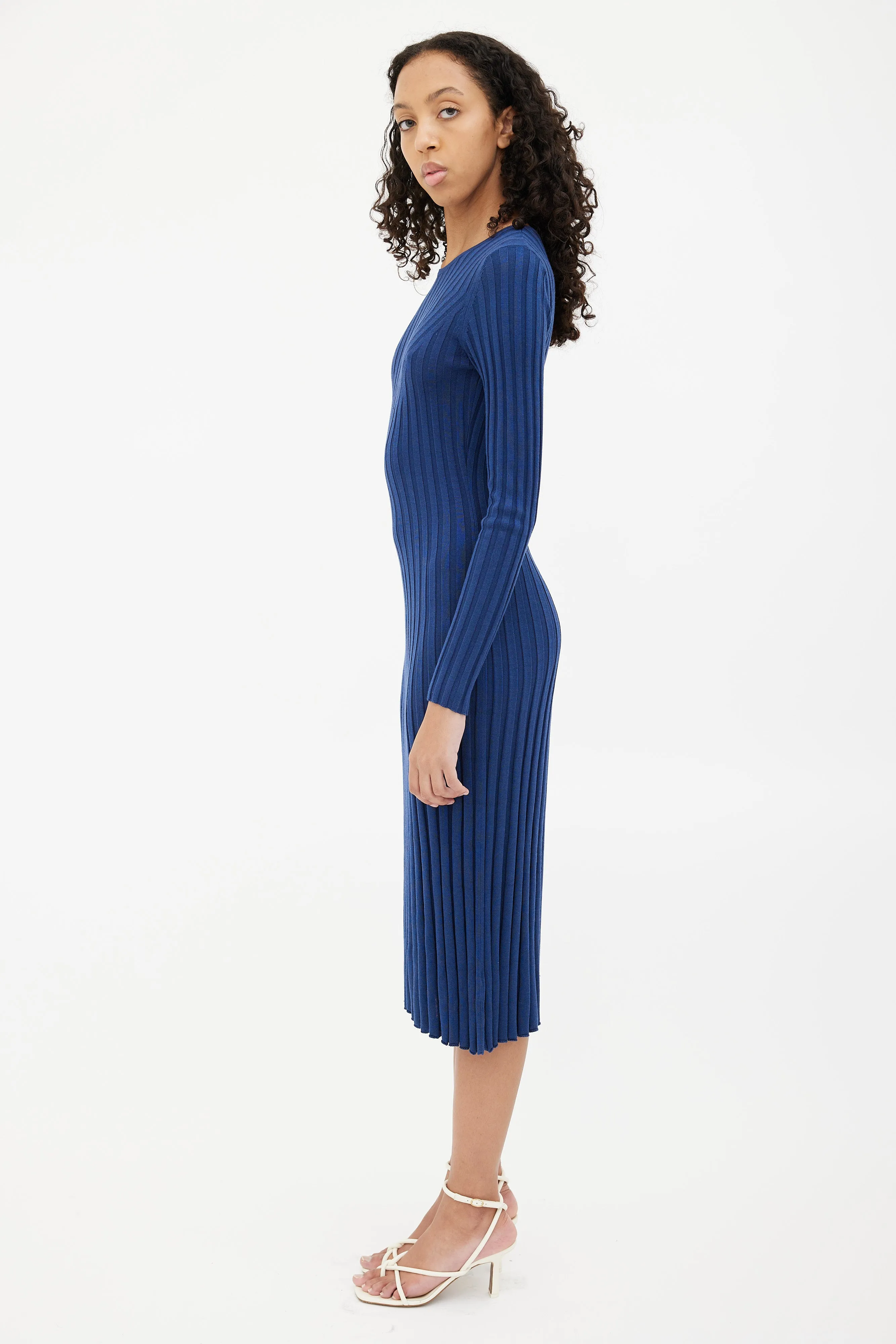 Navy Ribbed Bodycon Maxi Dress